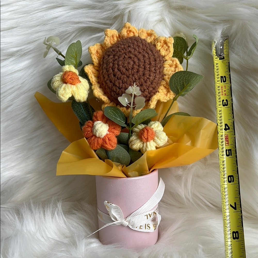 Handmade Sunflower Crochet Arrangement